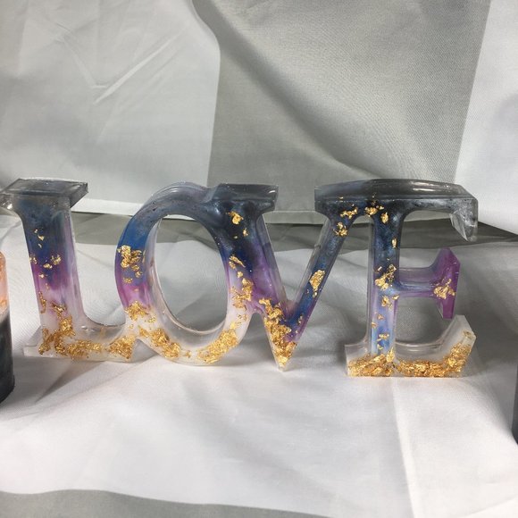 Resin Love Sign  2 matching Votive Candle Holders - Picture 10 of 12